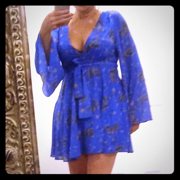 Free People Boho Style Floral Wrap Dress - Picture 2 of 8